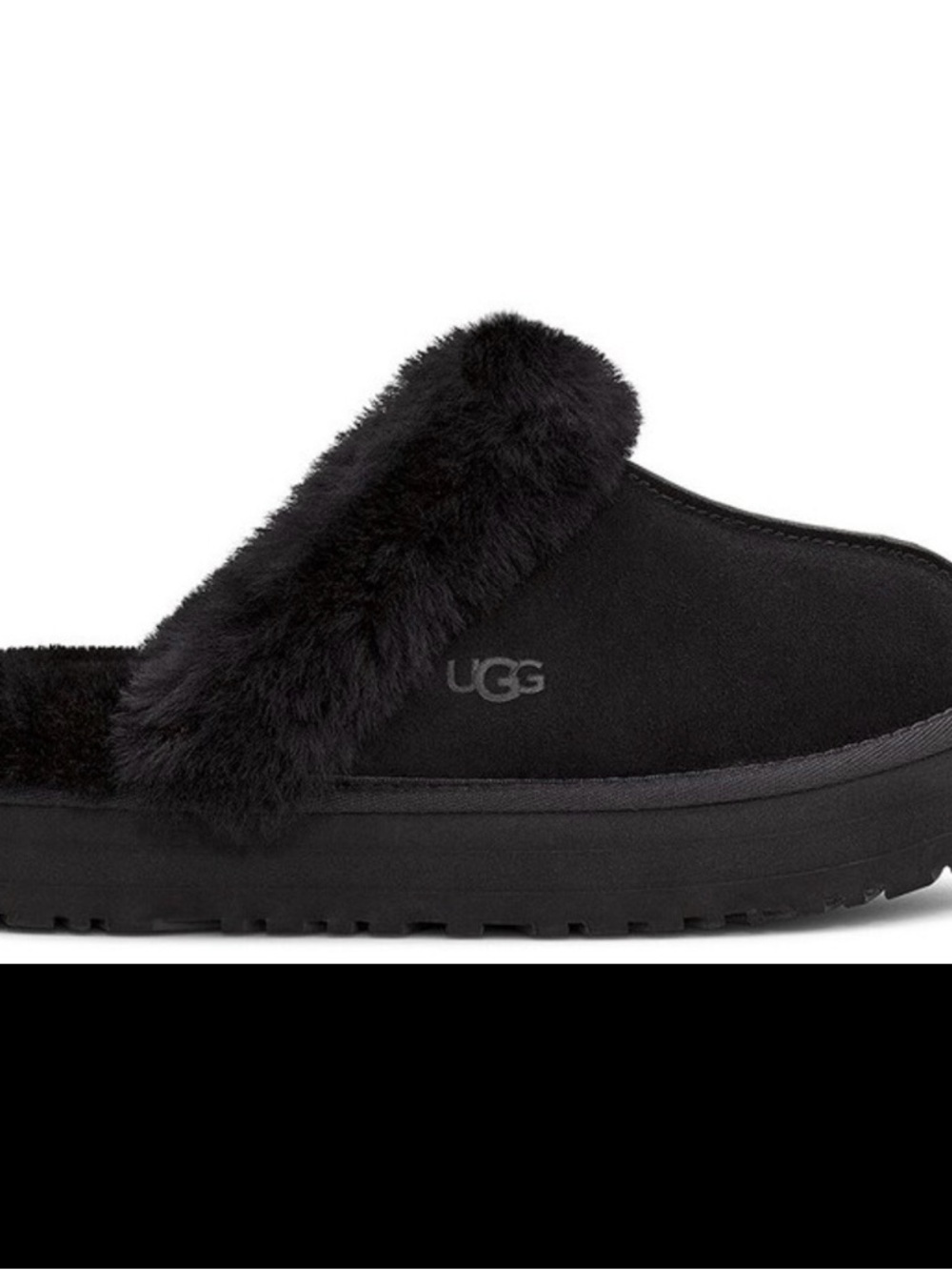 UGG Black Shearling Disquette Slip Ons